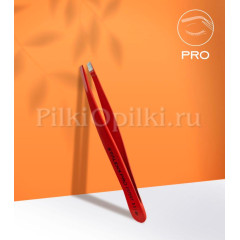 Пинцет Staleks для бровей EXPERT 11 TYPE 4r (узкие скошенные кромки)красный
