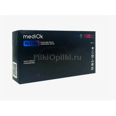 MediOk Перчатки Нитриловые Черные S 50 пар/уп.