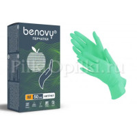 BENOVY Перчатки Нитриловые (Зеленые) M 50пар/уп