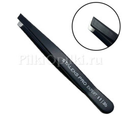 Пинцет Staleks для бровей EXPERT 11 TYPE 3b (широкие скошенные кромки)черный