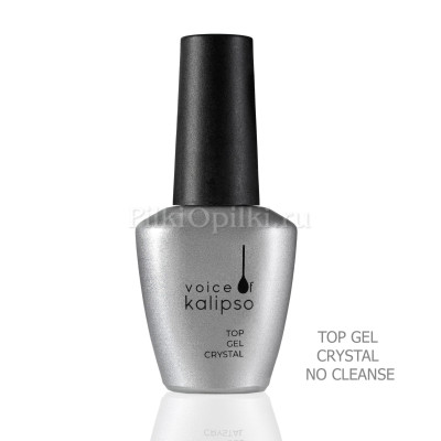 Voice of Kalipso Top Gel Crystal No Cleanse- Ультраглянцевое верхнее покрытие для гель-лака без липкого слоя, 10 мл