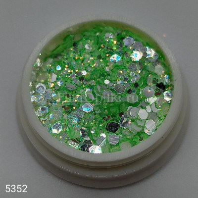 Микс фэнтези светло-зеленый зеркальный 5352