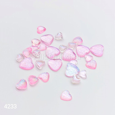 Фигурки сердечки (4мм,6мм,8мм) розовый 30шт
